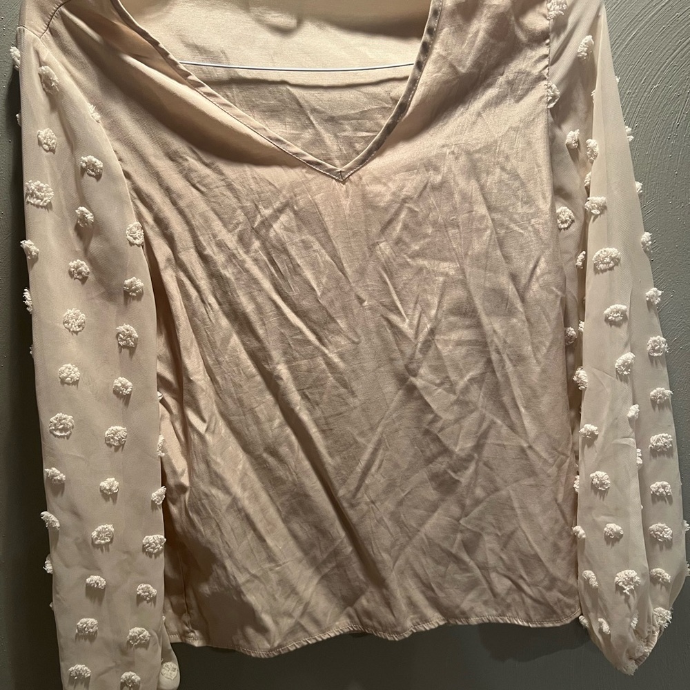 Elegant Cream V-Neck Women's Top